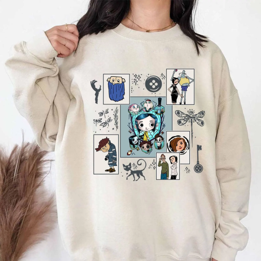 Hand Art Coraline Halloween Movie Sweatshirt Tshirt  Hoodie