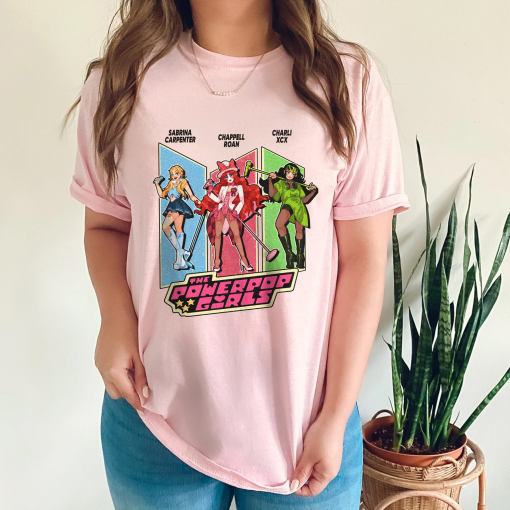 Charli XCX, Chappell Roan & Sabrina Carpenter T-Shirt | PowerPop Girls TShirt | Cartoon Tee | Unisex T Shirt | Comfort Colors®