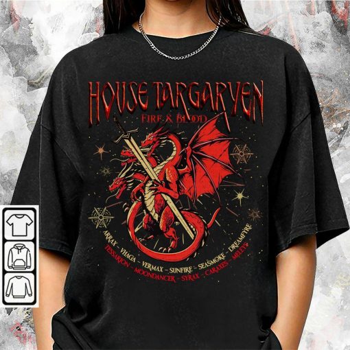 Blvckstyle Retro HOTD House Targaryen Dragon 90s Shirt, Bootleg Vintage Fire Blood GOT Movie Unisex Shirt, Hoodie, Sweatshirt