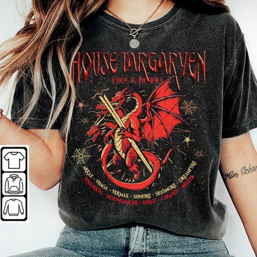 Blvckstyle Retro HOTD House Targaryen Dragon 90s Shirt, Bootleg Vintage Fire Blood GOT Movie Unisex Shirt, Hoodie, Sweatshirt