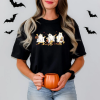 Comfort Colors® Dancing Skeleton Pumpkin Shirt, Retro Halloween Women’s Shirt, Funny Fall Halloween Party TShirt, Spooky Season Skeleton Tee