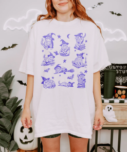 Retro Cat Halloween Shirt, 90s Cat Witch…