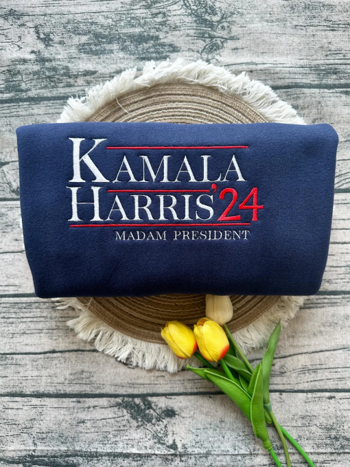 Kamala Harris 24 Madam President Embroidered Sweatshirt, Harris For The People Hoodie, President Kamala Harris I Am Speaking Vote 2024 Shirt