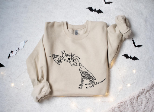 Dog Boop Halloween Sweatshirt, Dog Skeleton Sweatshirt, Spooky Dog Hoodie, Dog Skeleton Shirt,Funny Dog Shirt,Dog Lover Gifts,Dog Mom Shirt