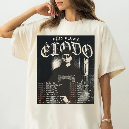 Peso Pluma Exodo Tour 2024 Shirt, Vintage Peso Pluma Shirt, Exodo 2024 Concert Tour 2024, Trendy Shirt For Fans, Peso Pluma Bootleg