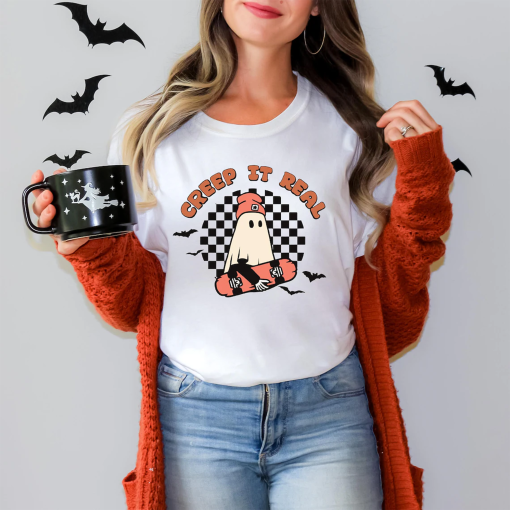 Comfort Colors Retro Halloween Shirt, Creep it Real Shirt, Vintage Ghost Halloween Shirt, Retro Fall Shirt, Fall Shirt,Halloween Women’s Tee