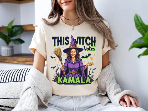 This Witch Votes Kamala T-Shirt, Halloween Kamala Harris Tee, Political Humor Top, US Election 2024 Gift, Funny Democrat Tshirt, Witchy Vibe