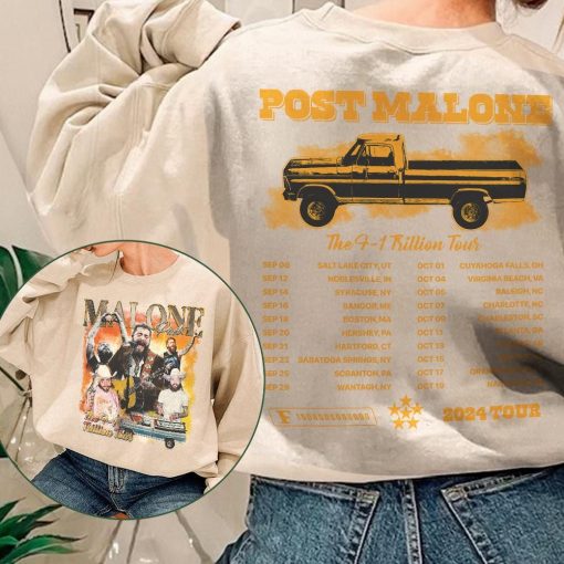 Post Malone Tour Shirt, Music 2 Sides Shirt Post Malone The F-1 Trillion 2024 Concert Gift For Fan, Posty Tee