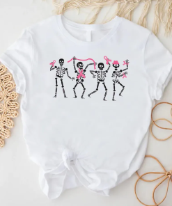 Dancing Skeletons Breast Cancer Shirt, Skeletons Pink…