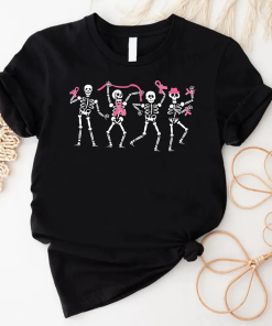 Dancing Skeletons Breast Cancer Shirt, Skeletons Pink…