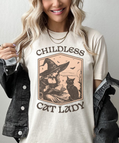 Childless Cat Lady Shirt Halloween Witch and…