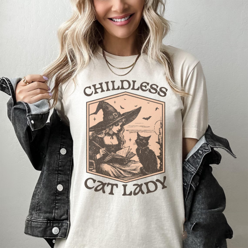 Childless Cat Lady Shirt Halloween Witch and Cat Shirt Kamala Harris Election 2024 Shirt Equal Rights Tee Feminist Voting T-Shirt Voter Gift