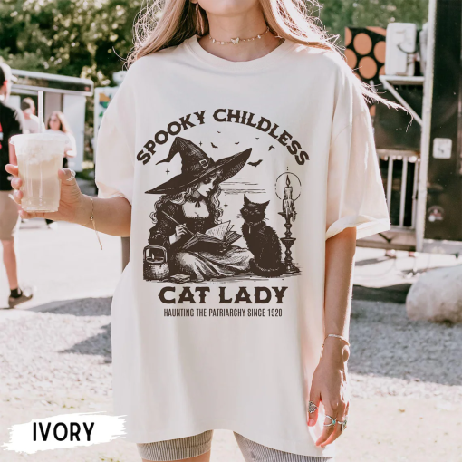 Childless Cat Lady Shirt, Cat Lady Shirt for election 2024 shirt, Cat Lady Halloween shirt, Witch shirt with Black Cat, political shirt