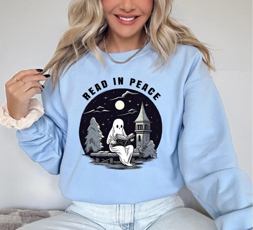 Halloween Read In Peace Sweatshirt, Halloween Ghost Reading Sweatshirt, Funny Halloween Shirt, Book Lover Halloween Gift, Spooky Season