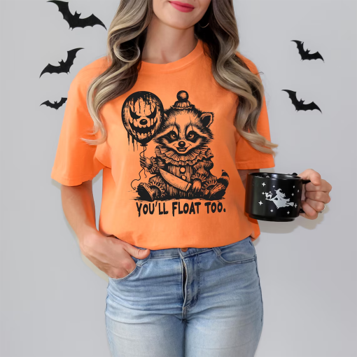 Comfort Colors You’ll Float Too Horror Raccoon Halloween Shirt, Comfort Halloween Shirt, Trick Or Treat, Halloween Gift, Spooky Season Tee