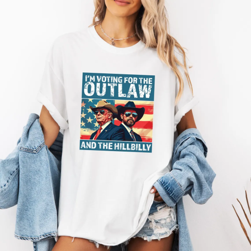 Comfort Colors Ridin With The Outlaw And The Hillbilly Trump Shirt 2024 Election Conservative Political Republican Trump Supporter