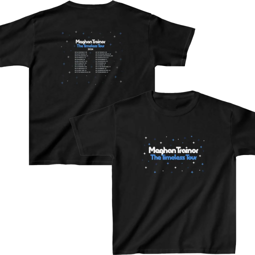 Kid Size – Meghan Trainor The Timeless Tour 2024 – Fan Inspired Megan Trainor The Timeless Tour Shirt Front and Back