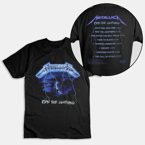 Vintage Ride-The Lightning Double Sided Unisex T-Shirt, Metal Band Metallica Shirt, Funny Metallica Shirt