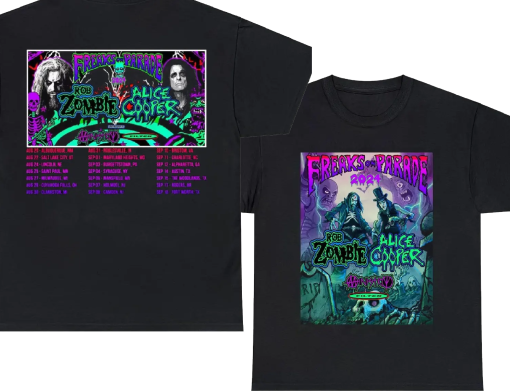 Rob Zombie and Alice Cooper’s Freaks On Parade Tour Concert 2024 Shirt, Rob Zombie Tour shirt, Alice Cooper Freaks On Parade Tour Shirt