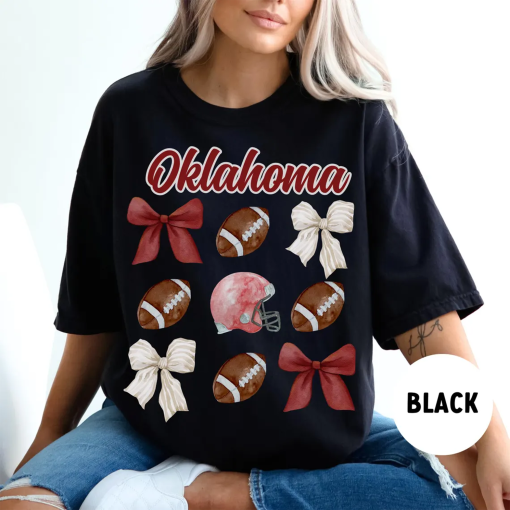 Oklahoma Football Shirt, Comfort Colors Oklahoma, College Game Day Shirt, Oklahoma Bow Shirt, Oklahoma Coquette, Oklahoma College Shirt