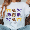 Comfort Colors® Cute Football Mom Shirt, Custom Mascot Bow Shirt, Coquette Bows School Spirit Tshirt, Cheer Mascot Tee, Football Team Jersey