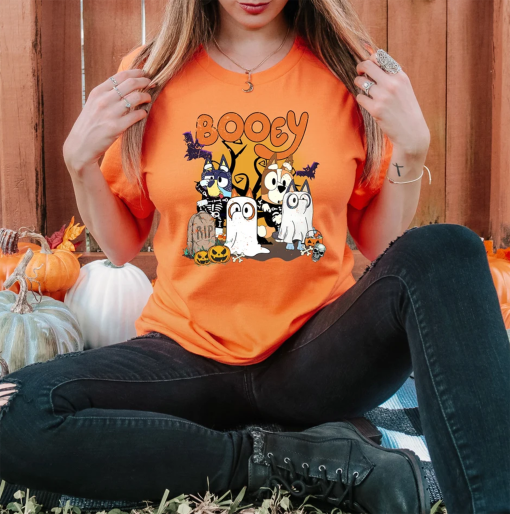 Retro Bluey Halloween Shirt, Spooky Season Sweatshirt, Booey Funny Halloween Tee, Halloween Gift, Witchy Bats T-Shirt, Spooky Vibes Shirt