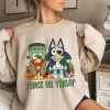 Retro Bluey Halloween Shirt, Spooky Season Sweatshirt, Booey Funny Halloween Tee, Halloween Gift, Witchy Bats T-Shirt, Spooky Vibes Shirt