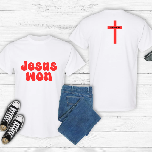 Ohio State two sides Jesus Won Shirt Christian shirt Religion shirt soft style shirt Unisex t-shirt