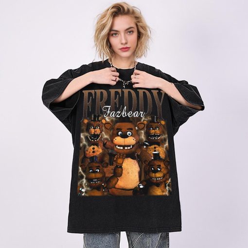 Freddy Fazbear Vintage Washed T-Shirt, Freddy Fazbear Graphic Unisex Shirt, Bootleg Retro 90’s Tee Gift For Her