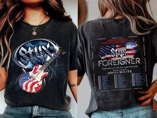 Graphic Styx Band Tour 2024 Shirt, 2024 Styx And Foreigner Band Concert Shirt, Styx Fan Gift Shirt, Styx Band Graphic Shirt, Styx Band Merch