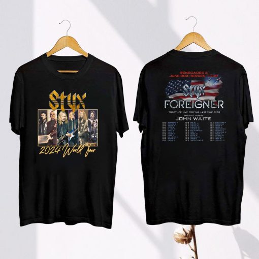 Styx Band Tour 2024 Shirt, 2024 Styx And Foreigner Band Tour Shirt, Styx Fan Gift, Foreigner Fan Gifts, Styx Band Merch, Styx Graphic Tee