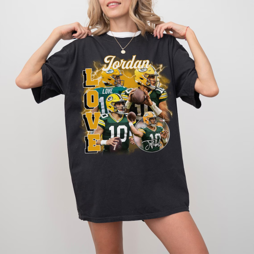 Vintage 90s Graphic Style Jordan Love T-Shirt, Jordan Love T-Shirt, Retro American Football Oversized T-Shirt Football Bootleg Gift