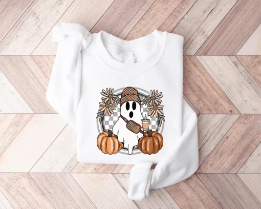 Cute Ghost Halloween Shirt, Pumpkin Spice Coffee Tee, Spooky Season Shirts, Halloween Shirt, Halloween Pumpkin shirt, Fall shirt