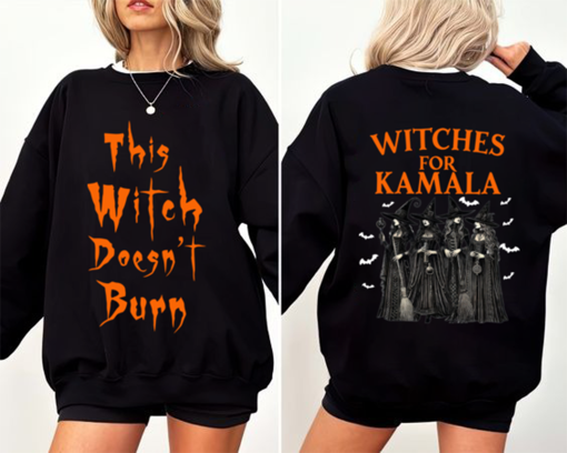 This Witch Does Not Burn Feminist Spooky Halloween shirt, Kamala Harris Halloween shirts, Republican Anti Democrat Unisex tee