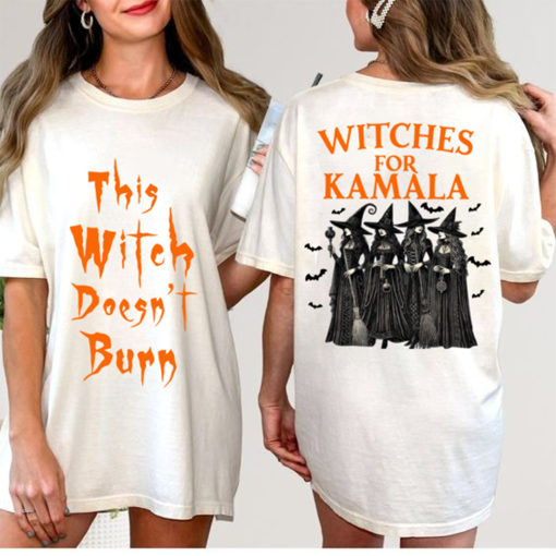 This Witch Does Not Burn Feminist Spooky Halloween shirt, Kamala Harris Halloween shirts, Republican Anti Democrat Unisex tee