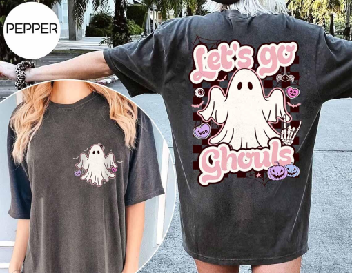 Comfort Colors Halloween Shirt, Lets Go Ghouls TShirt, Spooky Season T-Shirt, Fall Shirts for Women, Cute Ghost Tee, Retro Halloween Sweater