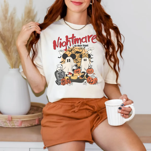 Comfort Colors Retro Halloween Disneyland Shirt, Mickey Minnie Halloween Shirt,Nightmare On The Main Street,Vintage Disneyland Halloween Tee