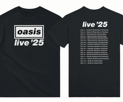 Oasis Live 25 Tour t-shirt Unisex Brit Pop Shirt Rock and Roll Music Lover Tshirt Music birthday gift Christmas Present