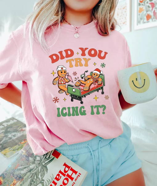 Did You Try Icing It Shirt, School Nurse Christmas Sweater, Funny Cookies Xmas, Emergency Christmas Shirt, PICU Icu Nurse Christmas Tee