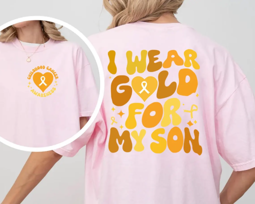 Childhood Cancer Awareness I Wear Gold For My Shirt, Gold Ribbon Shirt, Cancer Warrior Tee, Kids Cancer Support Tee, Cancer Survivor Gift