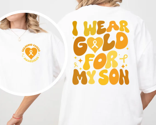 Childhood Cancer Awareness I Wear Gold For My Shirt, Gold Ribbon Shirt, Cancer Warrior Tee, Kids Cancer Support Tee, Cancer Survivor Gift