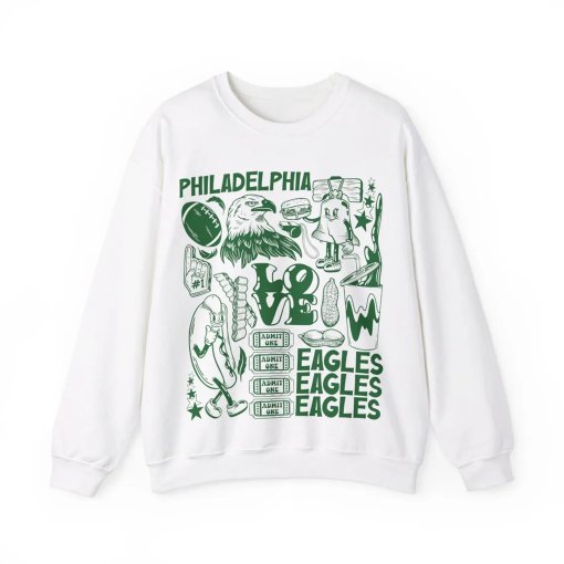 Philadelphia Football, White Eagles Sweatshirt, Eagles Sweatshirt, Eagles Game Day Shirt, Gift for Eagles Fan, Philly fan Gift