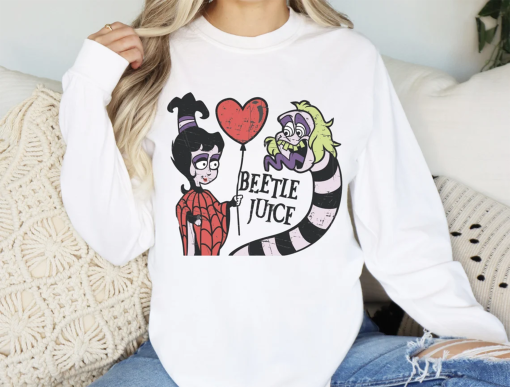 Retro Beetle Juice Cartoon Long Sleeve Shirt, Halloween Jumper Vintage Style 80s 90s Shirt Beetle juice Sweatshirt Gift for Movie Lover