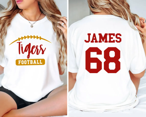 Comfort Colors© Personalized Football Mascot Shirt,Football Mom Gifts,Custom Name Number Football Shirt,Cheer Mom Shirt,School Spirit Tshirt