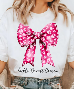 Tackle Breast Cancer Shirt, Pink Bow Football…