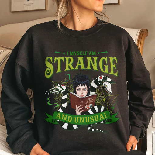 I Myself Am Strange and Unusual Sweatshirt, Lydia Deetz Photography Shirt, Beetlejuice Shirt Design, Beetlejuice 1988 Movie