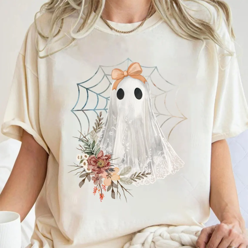 Halloween Lace Ghost shirt, Spooky Coquette shirt, Girly Ghost Lacey Ghost shirt, Spooky Season Pshirt, Ghost Floral Halloween Mama, Sublimation