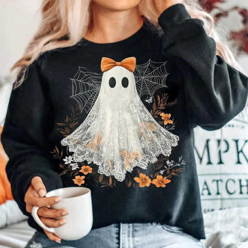 Halloween Lace Ghost shirt, Spooky Coquette shirt, Girly Ghost Lacey Ghost shirt, Spooky Season shirt