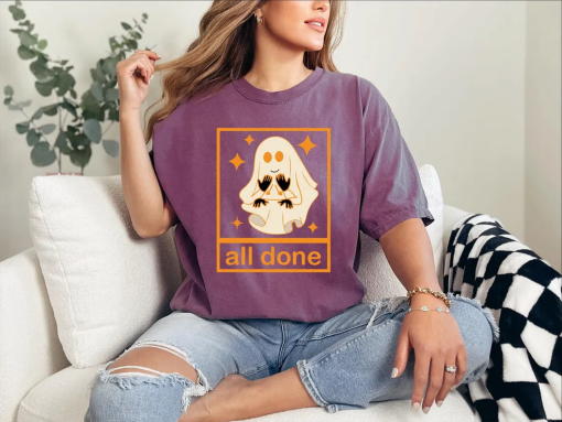 Comfort Colors® All Done Ghost Shirt, Halloween Teacher Shirt, Neurodiversity Shirt, Sped Teacher Shirt,Spooky Season Shirt,SLP Teacher Gift