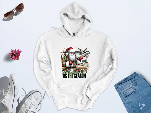 Camo Santa Sweatshirt, Santa Duck Hunting Sweater,Christmas Duck Hunting Hoodie,Christmas Mallard Duck Sweatshirt,Christmas Gifts For Hunter